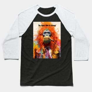 Cigar Smoking Ape: "The Cigar Vibe is Strong" on a Dark Background Baseball T-Shirt